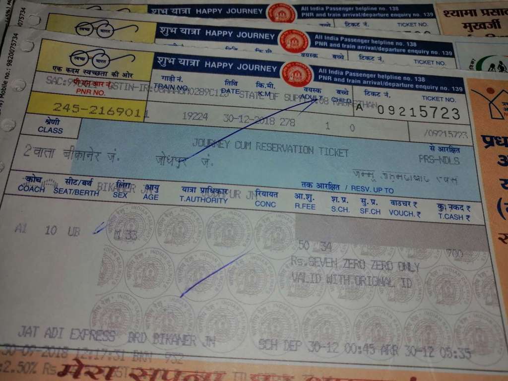 Biglietto del treno da Bikaner a Jodhpur - blog di viaggi