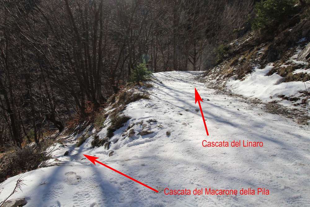 bivio per raggiungere la cascata del Macarone della Pila - blog di viaggi