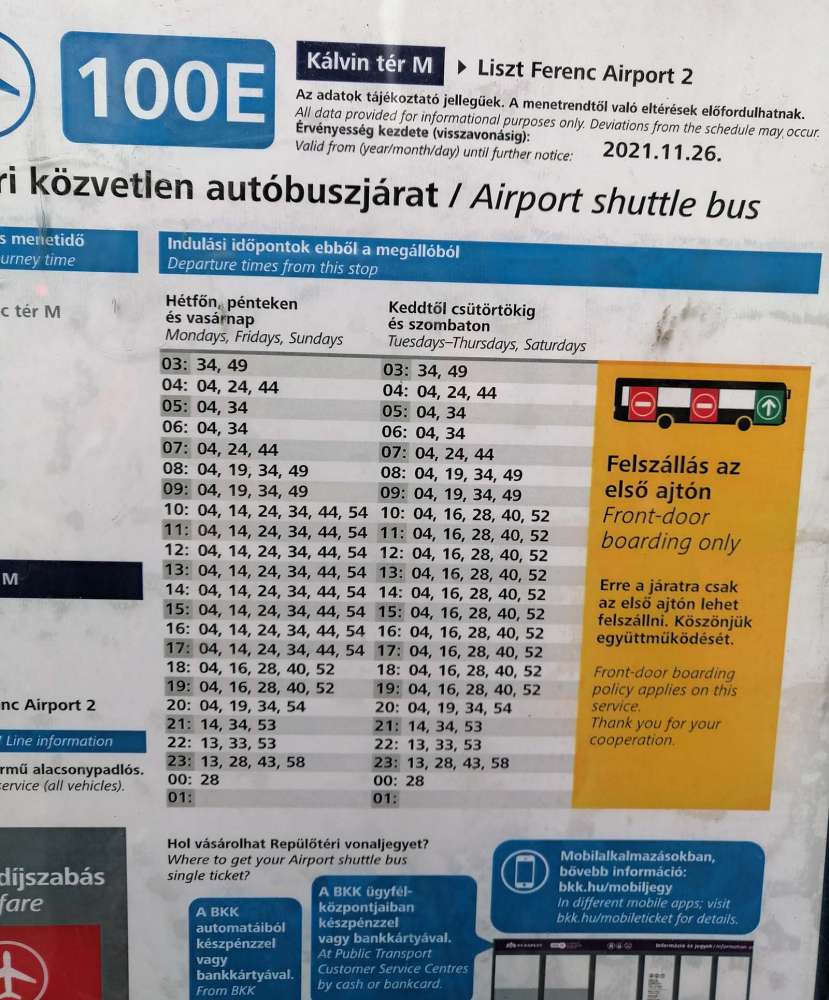 orari dell'autobus dall'aeroporto al centro di Budapest e viceversa - blog di viaggi