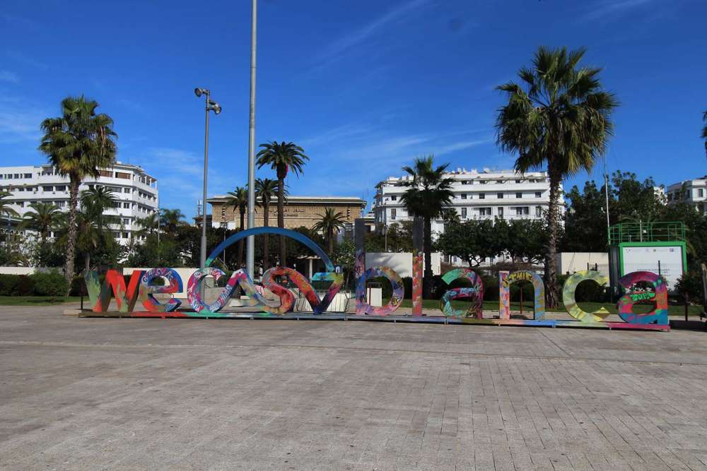 la scritta We Casablanca in Mohammed V square - blog di viaggi