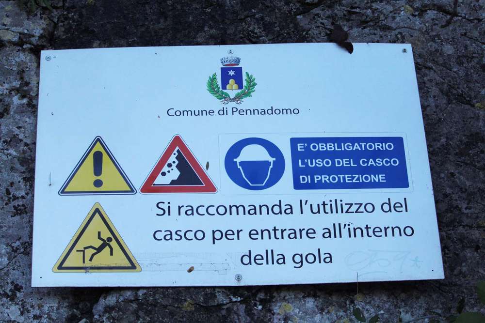 raccomandazioni da seguire all'interno delle Gole di Pennadomo - blog di viaggi